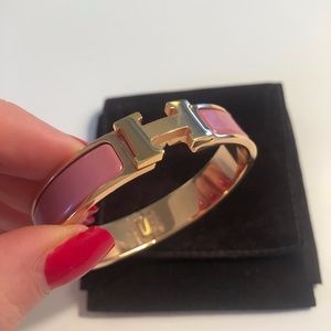 Hermès Clic Clac Bracelet Rose Azalée